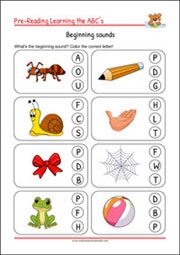 Pre-Reading Printables Initial Sounds CVC Words for kindergarten and 1st grade Kids