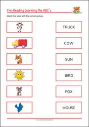 Free Printable Pre-Reading Activitiy for Kids as PDF