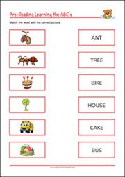 Free Printable Pre-Reading Activitiy for Kids as PDF