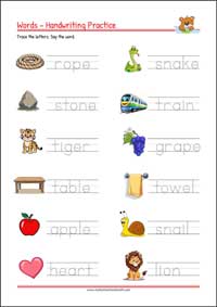Printable Tracing & Writing Words - Lowercase Letters Worksheet - ABC Handwriting Practice