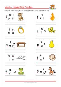 Printable Writing Words Worksheet - ABC Handwriting Practice for Kids