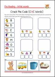 Pre-Reading Activities - Crack the Code (CVC) Words - PDF Worksheet