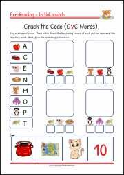 Pre-Reading Activities - Crack the Code (CVC) Words - PDF Worksheet