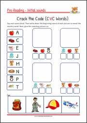 Pre-Reading Activities - Crack the Code (CVC) Words - PDF Worksheet