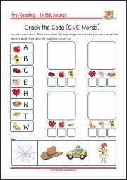 Pre-Reading Activities - Crack the Code (CVC) Words - PDF Worksheet
