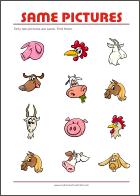 Find two same pictures - Printable Riddle for Kids