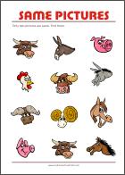 Find two same pictures - Printable Riddle for Kids