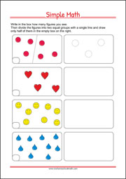 Simple Math - Worksheet for Preschool and Kindergarten