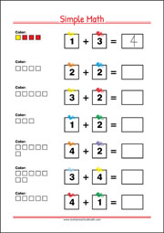 Simple Math - Worksheet for Preschool and Kindergarten