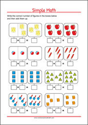 Simple Math - Worksheet for Preschool and Kindergarten