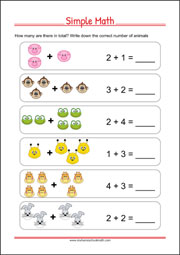 Simple Math - Worksheet for Preschool and Kindergarten