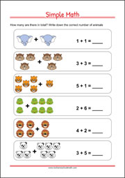 Simple Math - Worksheet for Preschool and Kindergarten