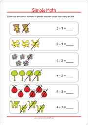 Simple Math - Worksheet for Preschool and Kindergarten