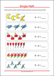 Simple Math - Worksheet for Preschool and Kindergarten