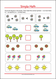 Simple Math - Worksheet for Preschool and Kindergarten