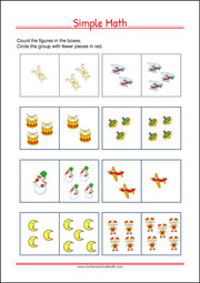 Simple Math - Worksheet for Preschool and Kindergarten