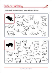 Matching Worksheet - Visual Scanning Worksheets