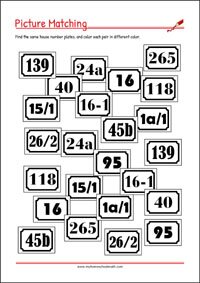 Matching Worksheet - Visual Scanning Worksheets
