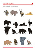 Visual Perception Worksheets - Match the shadows