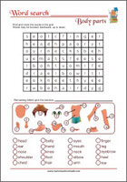 Word Search Worksheet - Body Parts