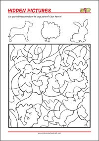 Find the hidden pictures - Printable Focus and Attention Activitiy