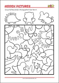 Find the hidden pictures - Printable Focus and Attention Activitiy