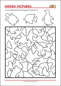Find the hidden pictures - Printable Focus and Attention Activitiy