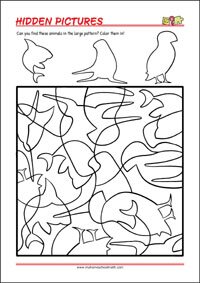 Find the hidden pictures - Printable Focus and Attention Activitiy