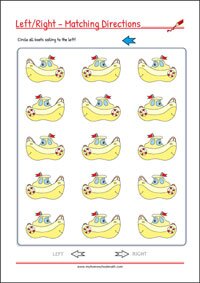 Matching directions - Printable Focus And Concentration Worksheet for Kids