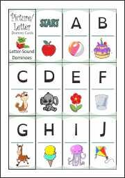 Picture/Letter Domino Cards, Beginning Sounds - Printable Letter-Sound Domino activity for Kids