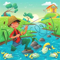 Boy Fishing - Free Online Jigsaw Puzzle Game for Kids