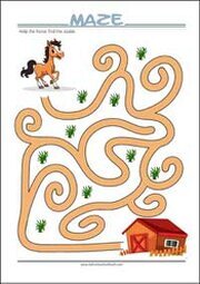 Find the stable - Printable Maze for Kids Free printable Maze Worksheet for Kids (PDF)