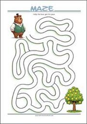 Help the bear get the pear - Printable Maze for Kids Free printable Maze Worksheet for Kids (PDF)
