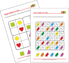 Picture Sudoku Worksheets for Kids (PDF)