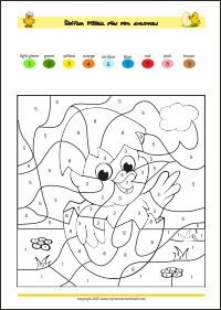 Easter Coloring Worksheet - PDF Free Printable Color by number for kids