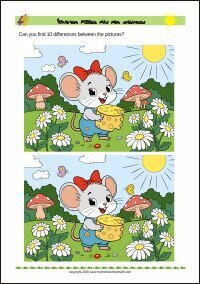 Free Printable Find the Differences Worksheet for Children (PDF)