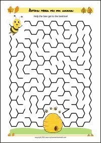 Free Printable Autumn-themed Maze Worksheet for Children (PDF)