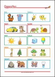 Match the Opposites - Free Printable Worksheet for Kids