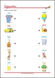 Match the Opposites - Free Printable Worksheet for Kids
